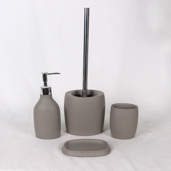 addinggreen EHC4300 Cement Bathroom Accessories Set 4-Piece | OEM Soap Dispenser Tumbler Toilet Brush Holder Wholesale